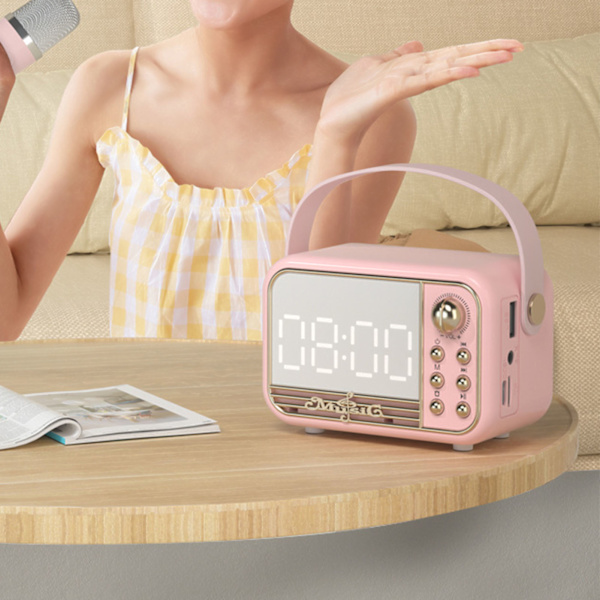 Retro bärbar Bluetooth-högtalare trådlös mini Bluetooth-högtalare klassisk retro musikspelare ljudstereo rosa