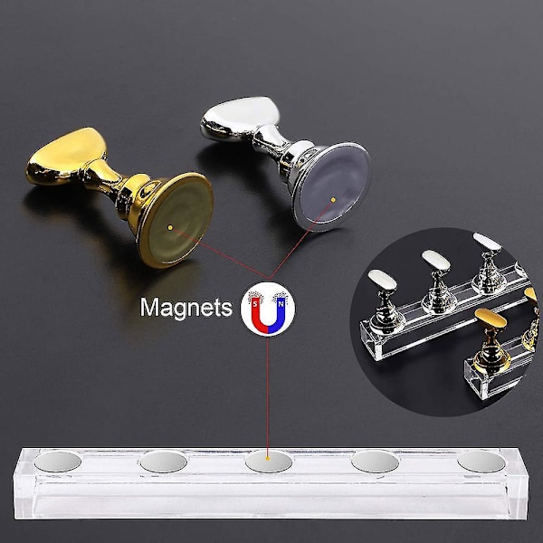2 Sæt Akryl Neglekunst Øvelsesstativer Magnetiske Negletipper Holdere Trænings Fingernegl Display Stativer DIY Neglekrystal Holdere