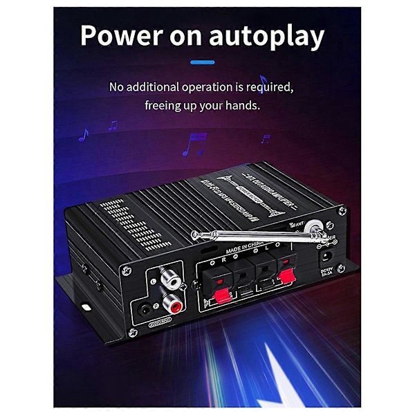 AK360 Stereo Bil Hjemmeforsterker USB Lossless Avspilling Radioforsterker