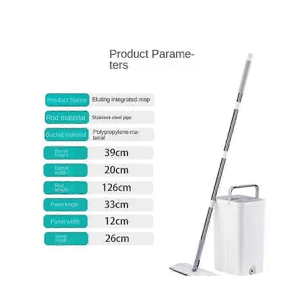 Lazy Floor Mop Plattmopp - Tvättmoppningsartefakt Mikrofiberdukmopp med Hink Hushållsmoppar