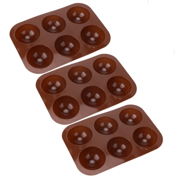 3 stk 6 hull silikon bakeform semi sfære sjokoladebomber form for kakepudding