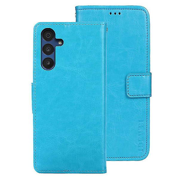 Til Samsung Galaxy A15 5G Etui Crazy Horse Tekstur Læder Wallet Cover-B6 Lyseblå