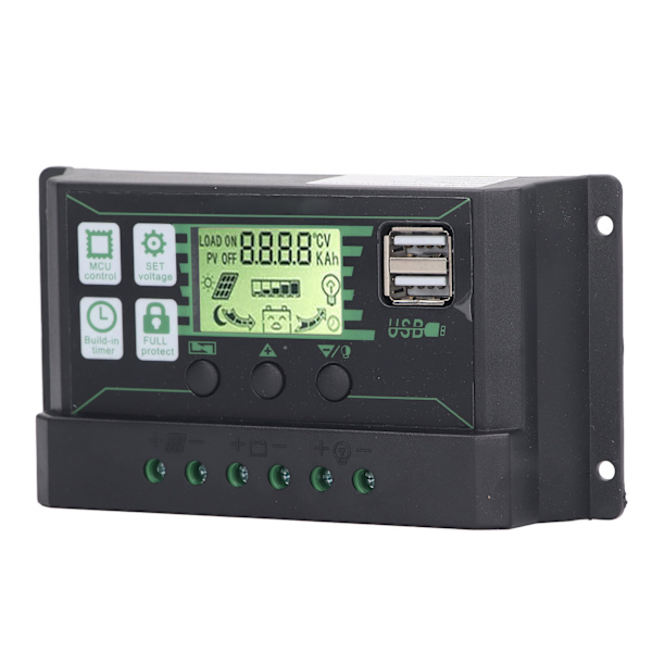 PWM Solar Charge Controller Regulator LCD Display til ÅBNE AGM GEL Batterier 12V 24V 100A 2 USB PV Panel Kontrol
