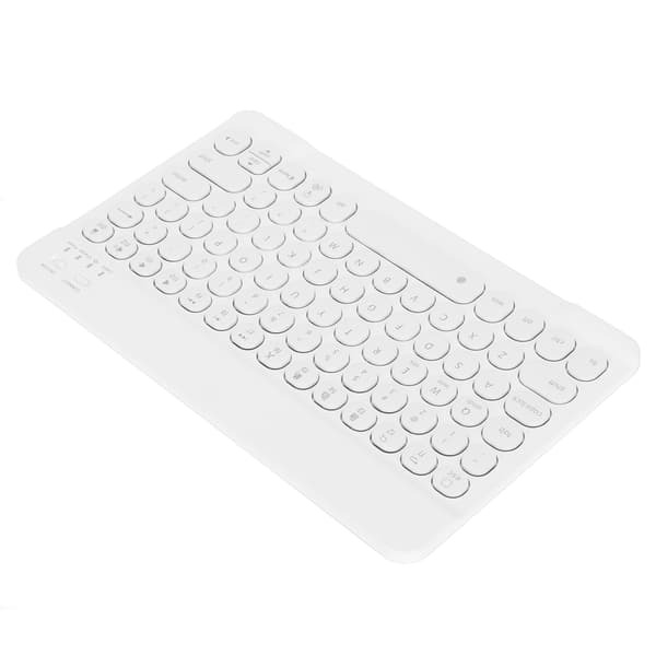 Trådløst tastatur med runde taster, 10 tommer, bakgrunnsbelyst, børstet, datatilbehør for Android/WIN/IOS – Hvit