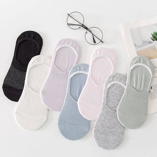 Osynliga Bomulls-Nylonstrumpor med Låg Skärning för Kvinnor - 7-pack