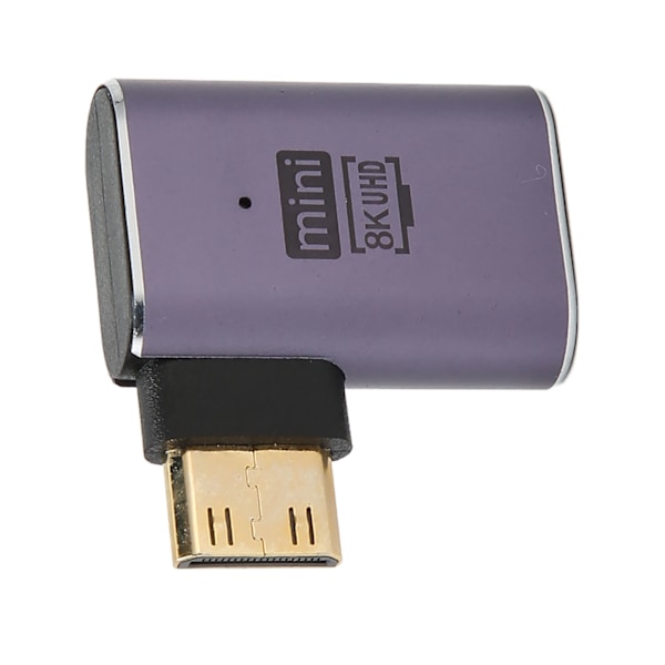 Mini HD till HD-adapter, 90 graders vinkel, 8K 60Hz, 48 Gbps, LED-indikator, Mini HD till HD-omvandlare för bärbar dator, kamera, surfplatta