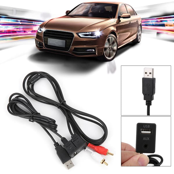 3,5 mm 1 m forlængerledning USB AUX Stereo hun til 2 RCA han kabel til bil båd motorcykel