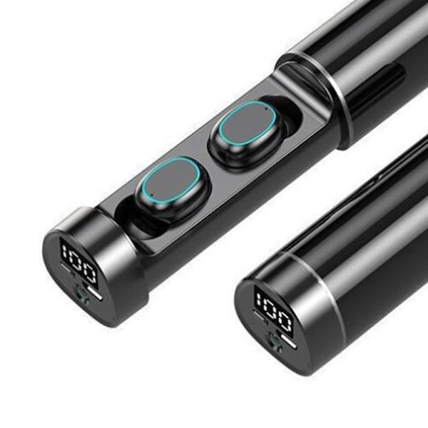 Mini Bluetooth -nappikuulokkeet Touch Control -LED-näyttö Vedenpitävät langattomat urheilulliset Bluetooth kuulokkeet kuntosalille ulkokäyttöön musta