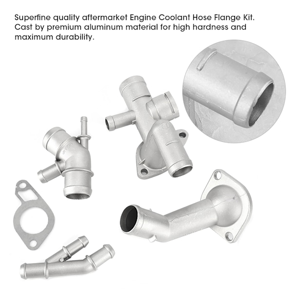 4 stk. / sæt aluminiums motor kølevæske slange flange kit passer til Mk4 1.8T 2000-2005 06A121132A
