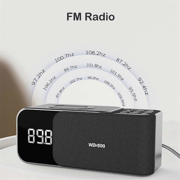 Digitaalinen Stereo FM Radio Herätyskello Yövalo - Musta