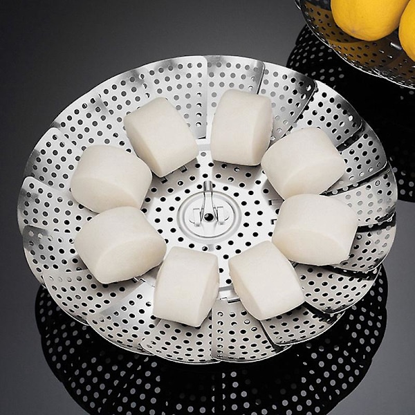 Foldbar dampkoker i rustfritt stål - 23 cm | Ideell for dampkoking, mat, grønnsaker, kjøtt og mer