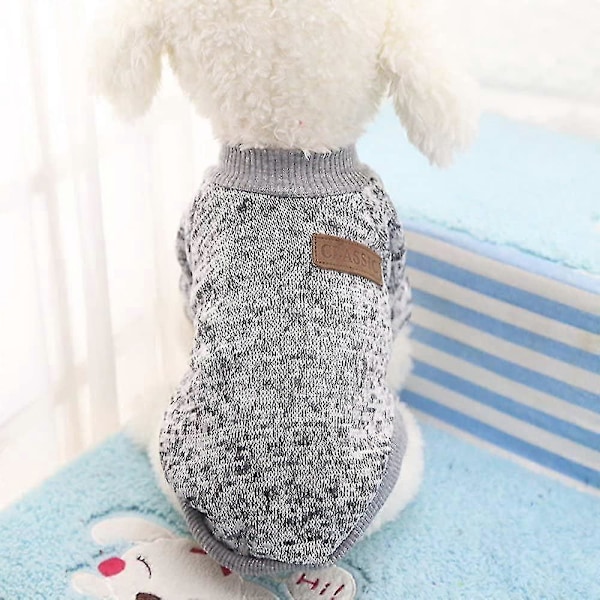 Strikket sweater til kæledyrshund, tyk og varm, vinter kæledyrshund katte tøj Zekai Grå 2XL