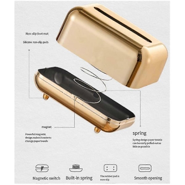 Luksus Sølv Tissue Boxe Opbevaring Servietholder Papirkasse Organizer Ornament Håndværk Skrivebord