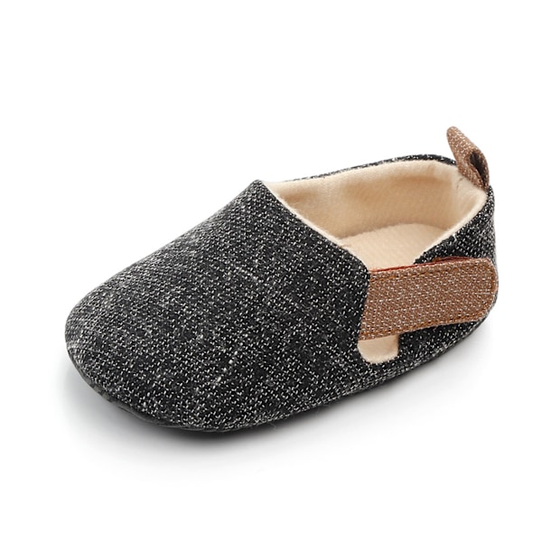 Baby Prewalker Bomull Mjuka Sulor Förhindra Halkning Andas Gå Lära Skor för Vår Sommar Svart 12cm/4.72in 29.2g/1.03oz