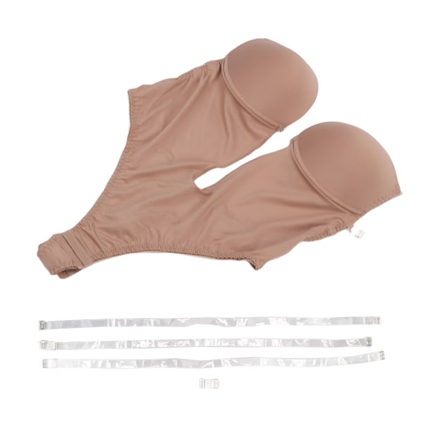 Ett stykke undertøy Ryggløst, elastisk, pustende push-up bodysuit for kvinner med klare stropper for kjole med lav rygg Mørkebrun
