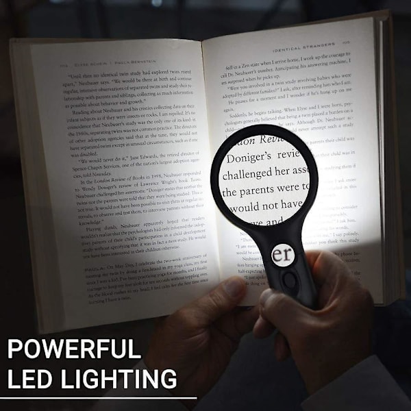 3x-45x LED-belyst forstørrelsesglas til læsning, smykker, håndværk, inspektion, videnskab (sort)