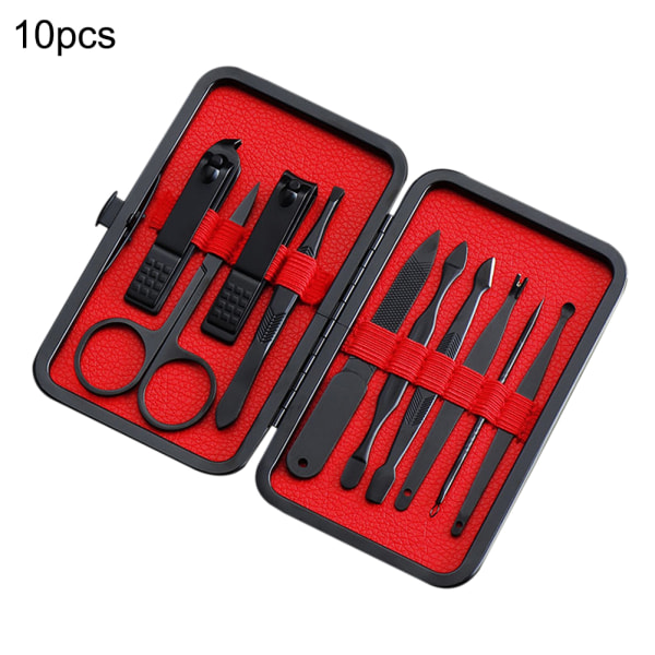 Nagelklippare set 10 i 1 bärbar set i rostfritt stål med case för hemresesalong