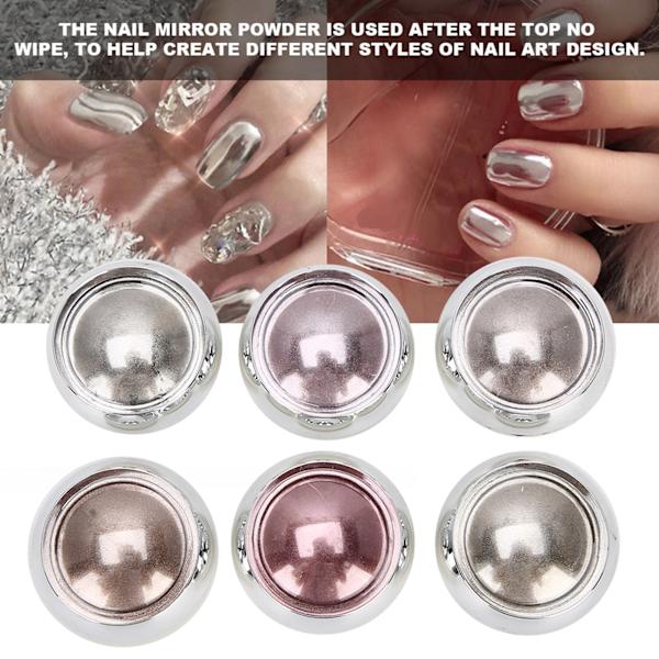 Nagel spegelpulver glitter pigment nagelkonstpulver färgglada DIY manikyr dekorationer