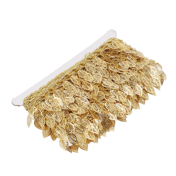Guld blad girlang 10 meter gnistrande metall blad band trim för DIY trim dekorationer ihålig bladform