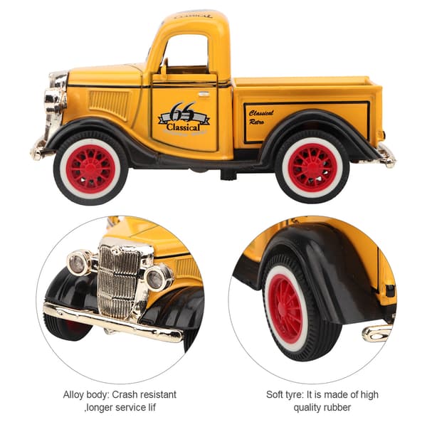 Legerings Pull Back Bil Legetøj Pickup Truck Model Støbt Legetøj Lyd Lys Bil Køretøj Legetøj (Gul)