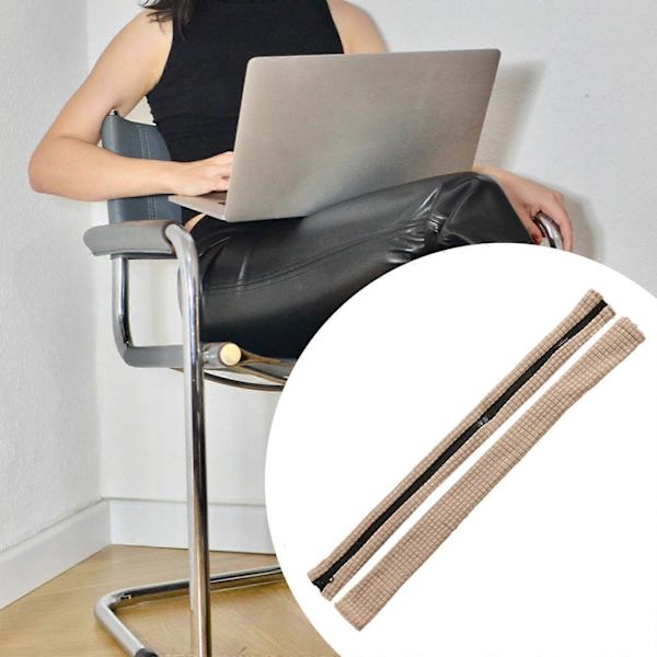 2 x Armstödsskydd Stretch Dragkedja Mode för Datorstol Fåtölj Champagne