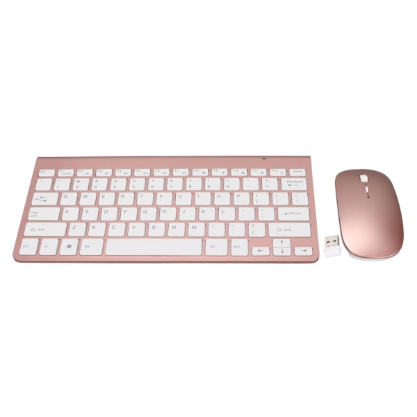 Tangentbord Mus Set 2.4G trådlöst 78 nycklar USB Tunna Etsade Keycaps Ergonomi Mute Button Datortangentbord Mus Rose Gold