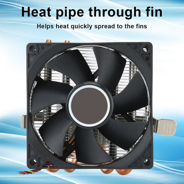 CPU Køler Push Down Blow Down 4 Messingrør 4 Pin Ikke Lys Sort til AMD 775 / 1366 / 1155