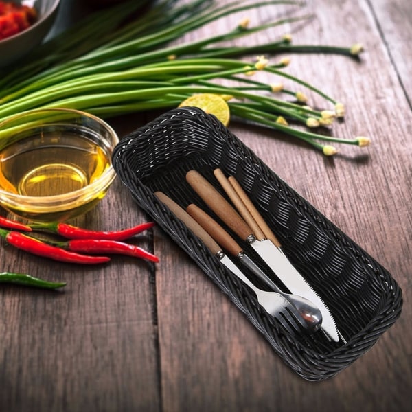 Innovatiiviset syömäpuikot Säilytyskori Ravintola Pöytäastiat Haarukka Lusikan pidikeMusta S Koko L240xL110xK50mm
