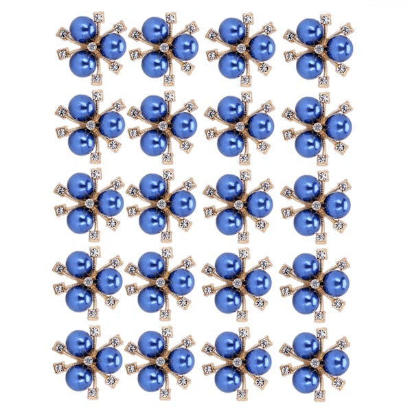 20 st pärlblommor strass DIY kläder manschett brosch mode smycken tillbehör blå