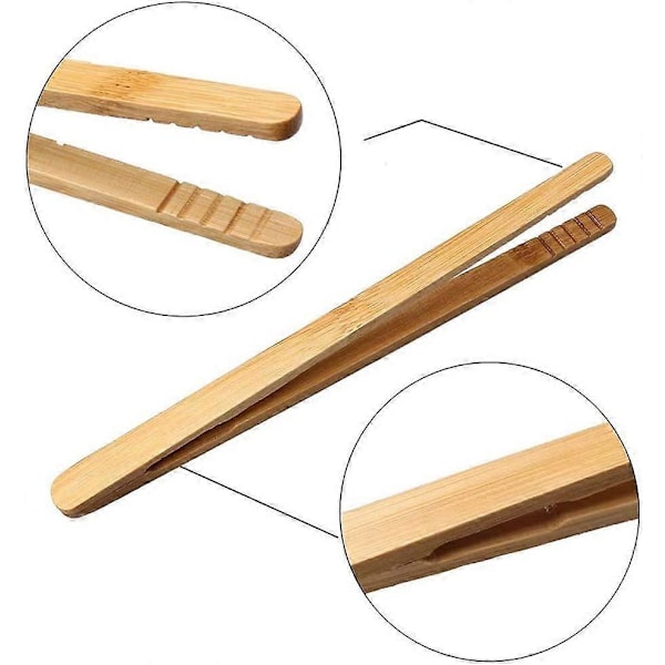 2 Stycken 7 Tum Bambu Brödrost Tänger för Toast Pickles Te Matlagning Kökstänger