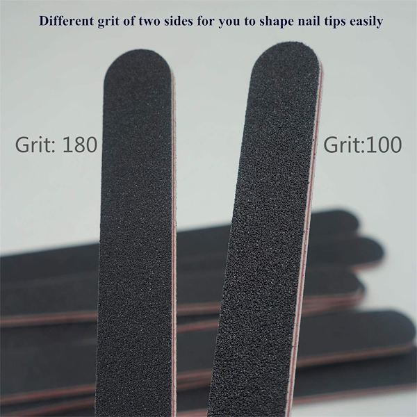 10 stk. Professionelle dobbeltsidede 100/180 grit neglefile Emery Board Neglebufferfiler Manicure Pedicure Værktøjer
