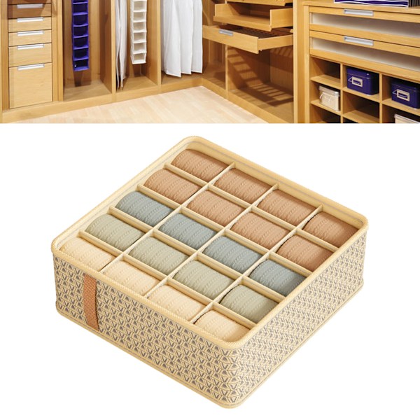 Skab Skuffe Organiser Dividers Stof Kommode Skab Organiser Opbevaringskasser Pladsbesparende Rodfri Beige 20 Gitter 32x32x11cm