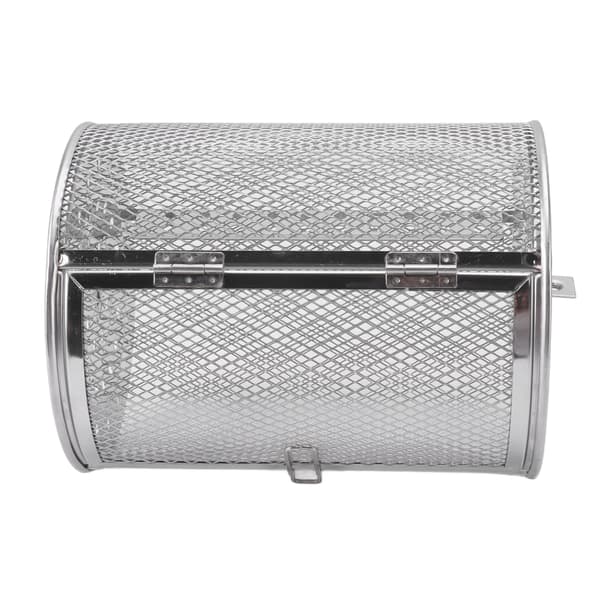 Roterende Grillkurv Rustfrit Stål Grillbur Rund Rustfrit Stål BBQ Grillnet til Jordnødder Tørrede Nødder Grøntsager B