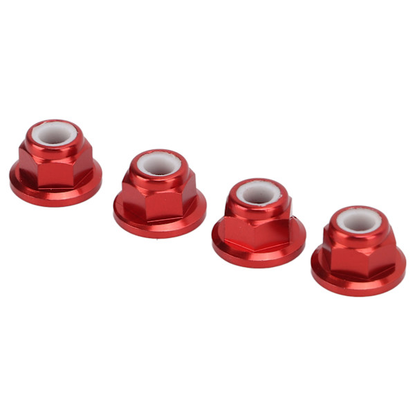 4 st RC-bilmuttrar M4 i aluminiumlegering, 4 mm innerdiameter, tillbehör till RC-bil för 1/10 fjärrstyrd bil, röd