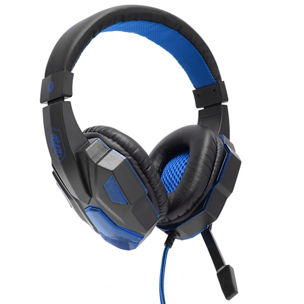 Gaming Headset Luminous Justerbar Volym 3,5 mm Gaming Headset med Mikrofon för PC Svart Blå