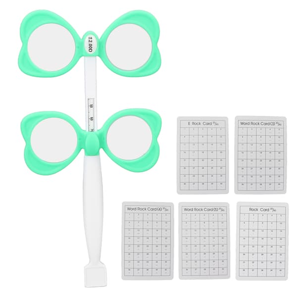 Optisk Flipper Grøn Optometri Plastik Flip Linse med 5 Synstestkort til Nær Synstest ±200