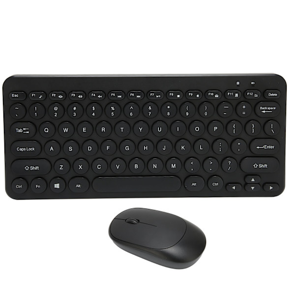 2.4G trådlöst tangentbord Mus Combo 78 Key Retro Rund Keycap Mute-knappar Ergonomi Mus och tangentbord för Business Office Svart