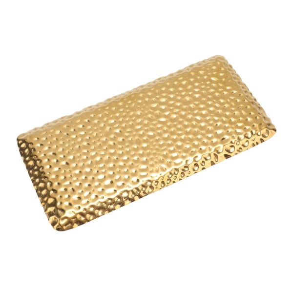 Hamrad bricka utsökt luktfri rostfritt stål serveringsbricka för vardagsrum sovrum kök badrum 19,5x9,5cm guld