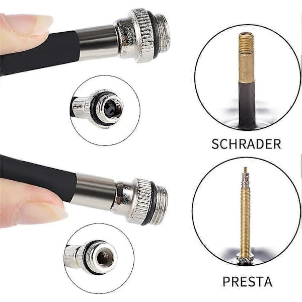 Bærbar mini cykelpumpe i aluminiumslegering, super hurtig dækpumpe, kompatibel med universelle Presta- og Schrader-ventiler.