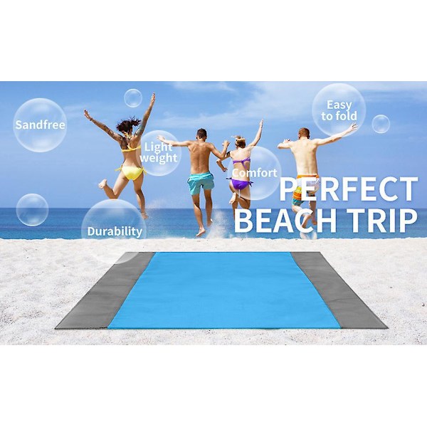 Bärbar Vattentät Strandmatta - Anti Sand, 200x210cm, med 4 Fästpunkter
