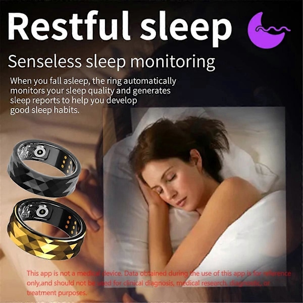 R12M Smart Ring Fitness Ring IP68 Søvnmonitor 20 19.8mm Guld