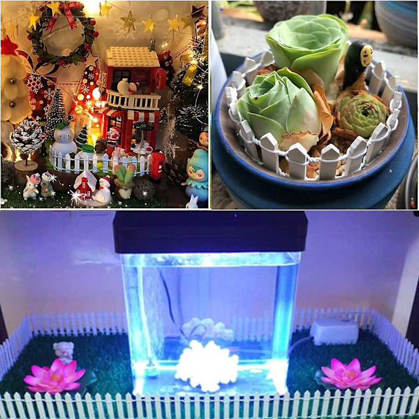 Sett med 2 mini hage tregjerder for DIY landskap miniatyr hagedekorasjon