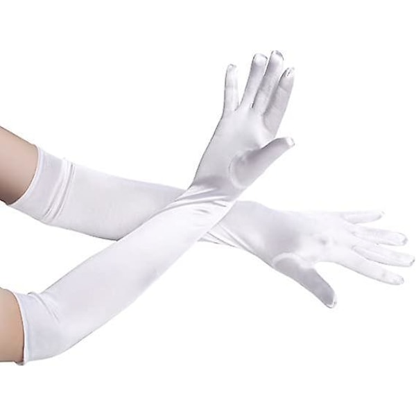 Eleganta långa satinhanskar för kvinnor - Perfekt bröllops- eller kvällstillbehör (1920-talsstil)