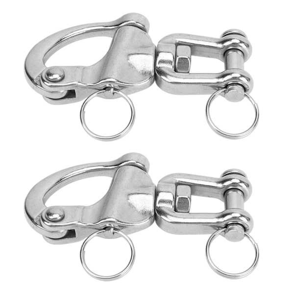 2 stk. Snap Shackle 316 Rustfrit Stål Hurtigudløsning Høj Styrke Universal til Sejlbåds Rigging 87mm