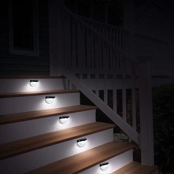 Solcellsdrivna staketlampor utomhus vägglampa LED, trådlös, vattentät, heminredning | Perfekt för staketräcken, trappsteg, gård, uteplats, gångväg, trappor (8-pack)