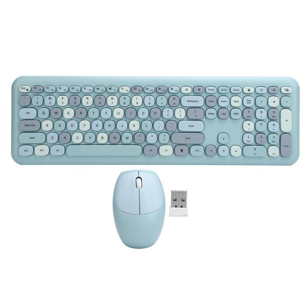 Trådløst tastatur musesett 2.4G trådløst 110 taster Tastaturmus Datatilbehør Blå