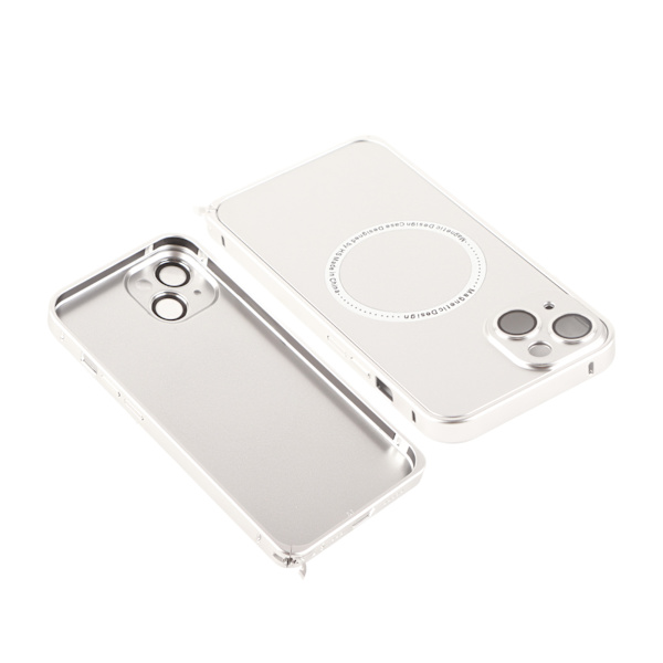 Magnetisk phone case för IOS-telefon 14 360 graders skydd Reptåligt professionellt cover Silver