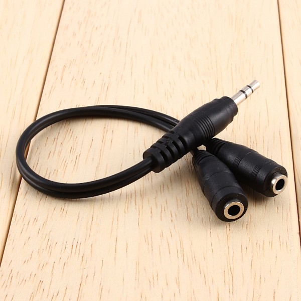 1 st 3,5 mm ljud Aux-kabel hane till 2x hona stereo förlängningssladd hörlurar Splitter
