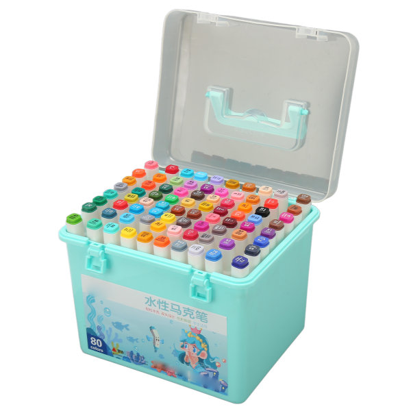 Graffitimarkörer Vattenbaserade dubbelhuvudena rika färger Snabbtorkande låda packade färgmarkörer för DIY Craft Barn Vuxna 80 färger