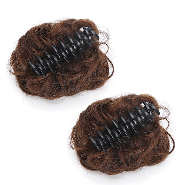 2st Ljusbrun Kvinnor Smutsigt Hårbulle Högtemperaturfiber Syntet hårstycke Chignon